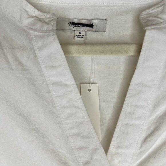 Madewell Lakeline Pipeline Popover Shirttail Top Small White Relaxed Fit NWT - Picture 2 of 8